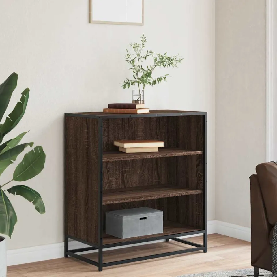 vidaXL Dressoir 68x35x76 cm bewerkt hout en metaal bruin eikenkleur, foto 2