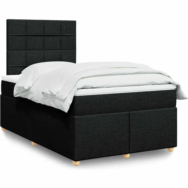 vidaXL Boxspring met matras stof zwart 120x200 cm