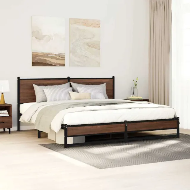 vidaXL Bedframe zonder matras metaal bruin eikenkleur 180x200 cm