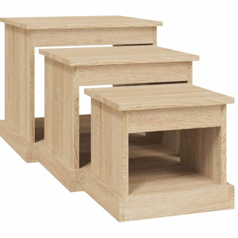 vidaXL 3-delige Salontafelset bewerkt hout sonoma eikenkleurig, foto 4