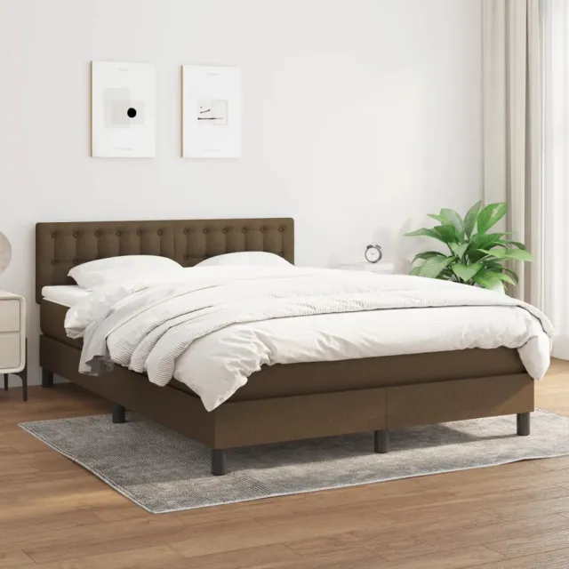 vidaXL Boxspring met matras stof donkerbruin 140x200 cm bruin