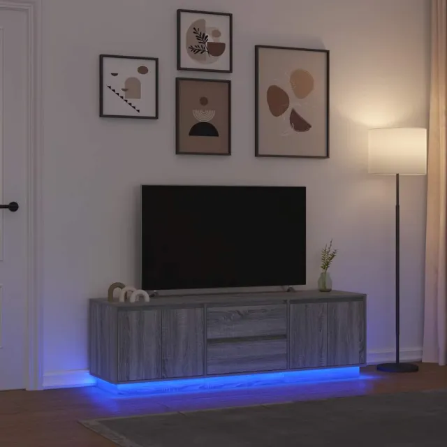 vidaXL Tv-meubel met LED-verlichting 160,5x41x50 cm grijs sonoma eiken, foto 2
