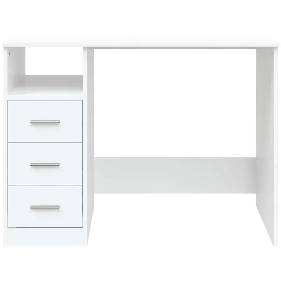 vidaXL Bureau met lades 102x50x76 cm bewerkt hout wit, foto 4