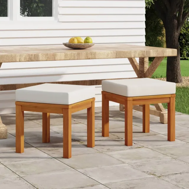 vidaXL Tuinkrukjes 2 st met kussens 40x40x42 cm massief acaciahout Crème