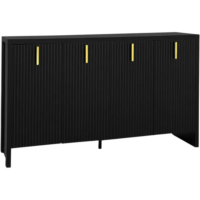 Happiq Dressoir 140x80x38 cm Zwart - Moderne Opbergkast met Opbergruimte
