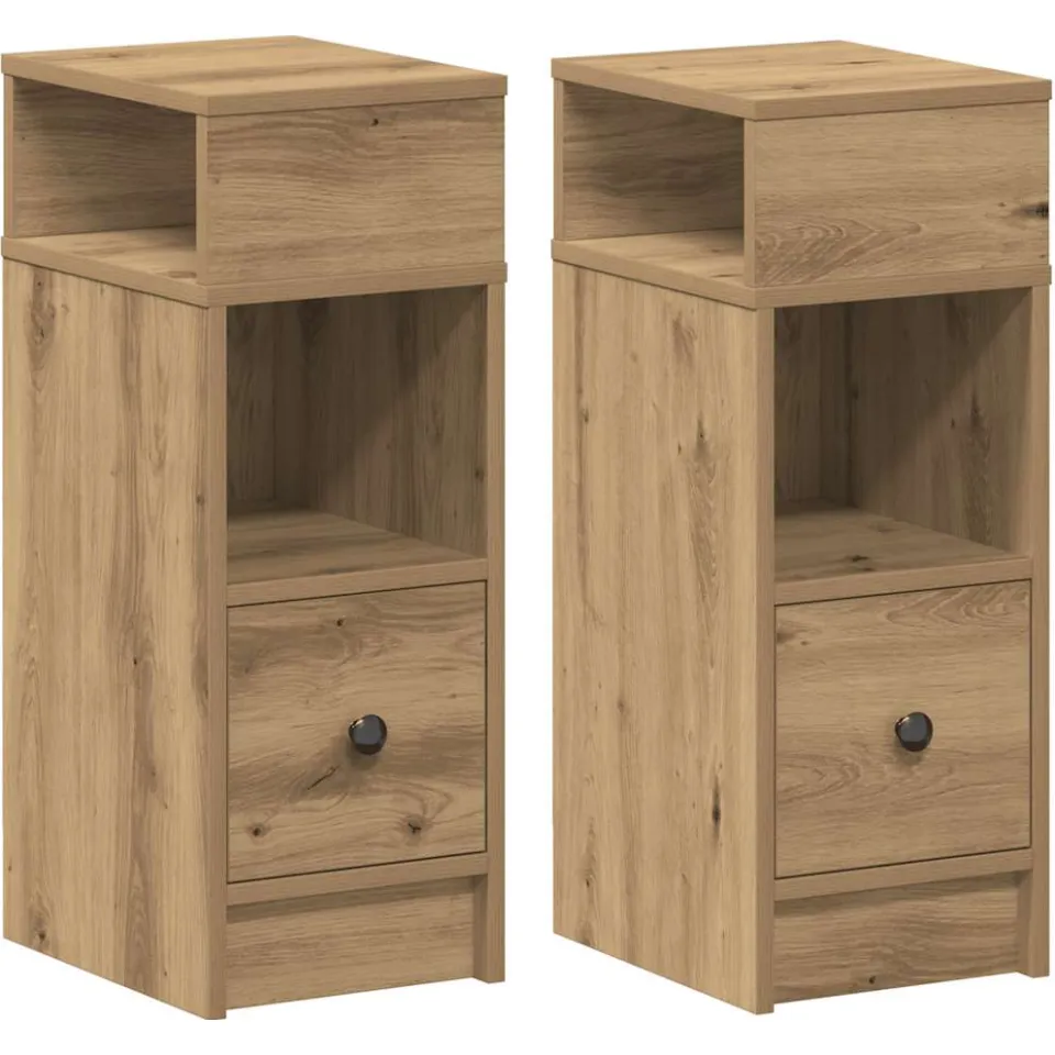 vidaXL Nachtkastjes 2 st met lade 25x31x66 cm artisanaal eikenkleurig, foto 3
