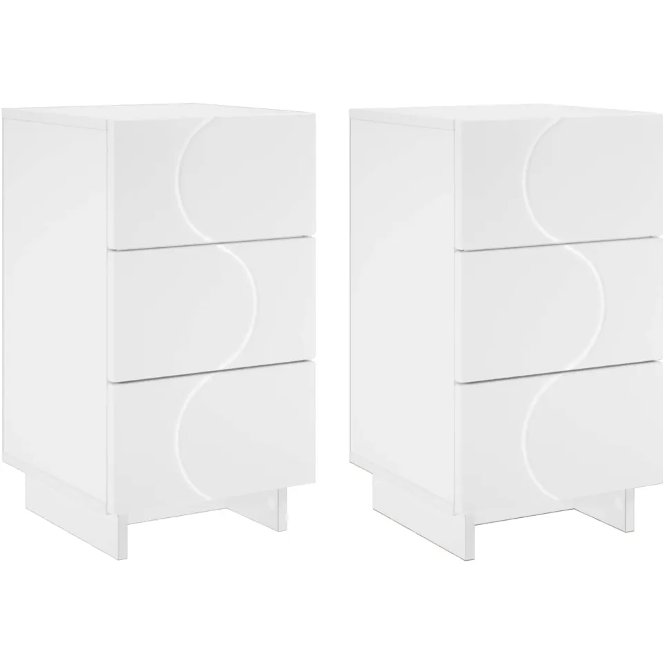 vidaXL Nachtkastje 2 st Wit 33,5 x 34,5 x 60 cm Bewerkt hout, foto 3