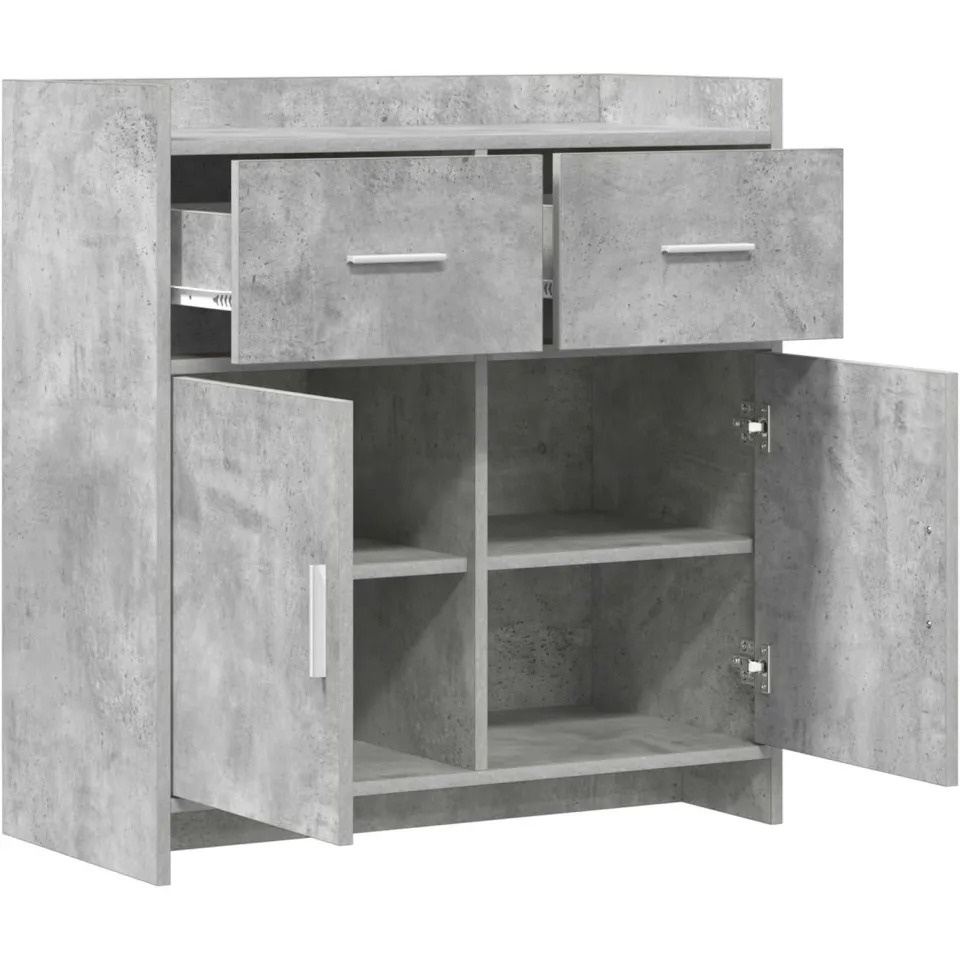 vidaXL Dressoir Betongrijs 75 x 36 x 80 cm Bewerkt hout grijs, foto 4