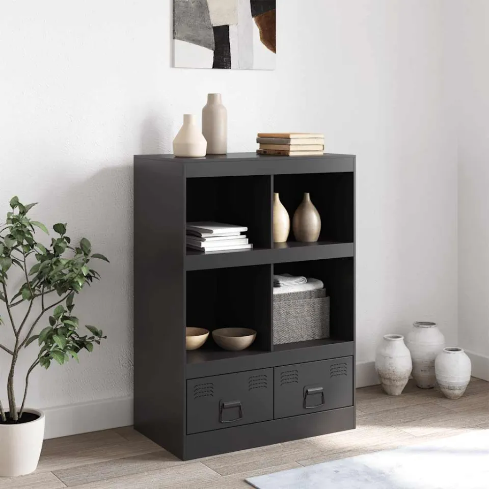 vidaXL Hoge kast 67x39x95 cm staal zwart, foto 3