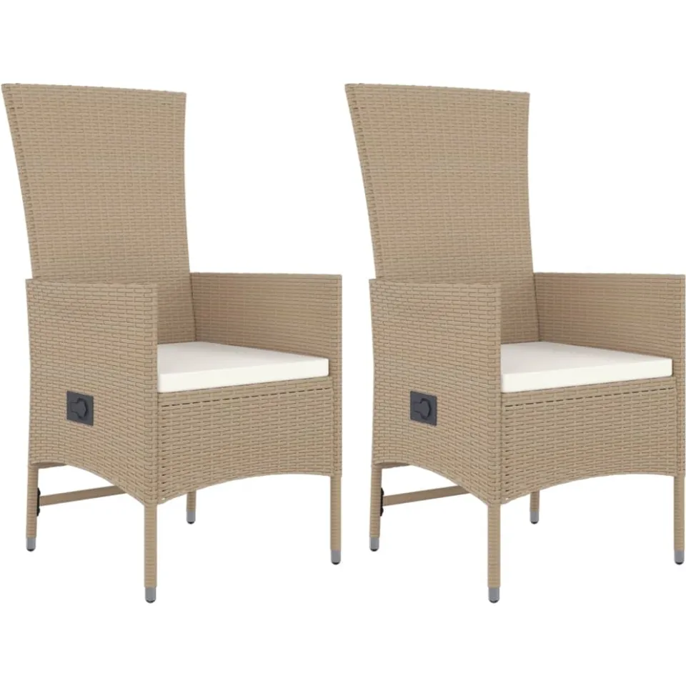 vidaXL 3-delige Tuinset met kussens poly rattan beige, foto 3