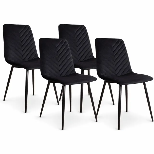 DS4U Gaby eetkamerstoel - Set van 4 - Zwart - Velvet
