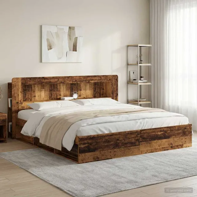 vidaXL Hoofdbordkast met opslag Oud hout Geconstrueerd hout Bruin