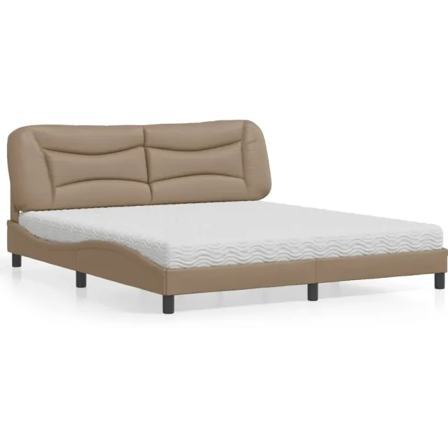 vidaXL Bed met matras "Hvar" kunstleer cappuccinokleurig 180x200 cm Bruin