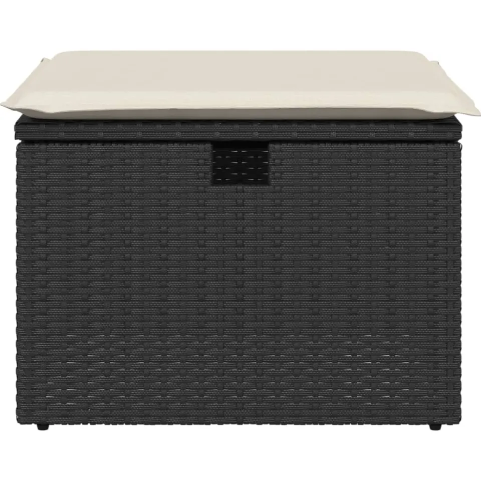 vidaXL Tuinkruk met kussen 55x55x37 cm poly rattan zwart, foto 4
