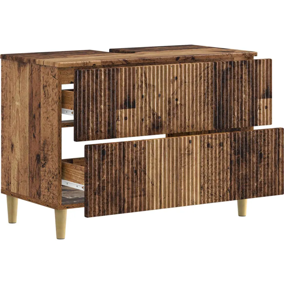 vidaXL Badkamer wastafelkast ARNHEM Oud hout 82 x 41 x 59 cm Bruin
