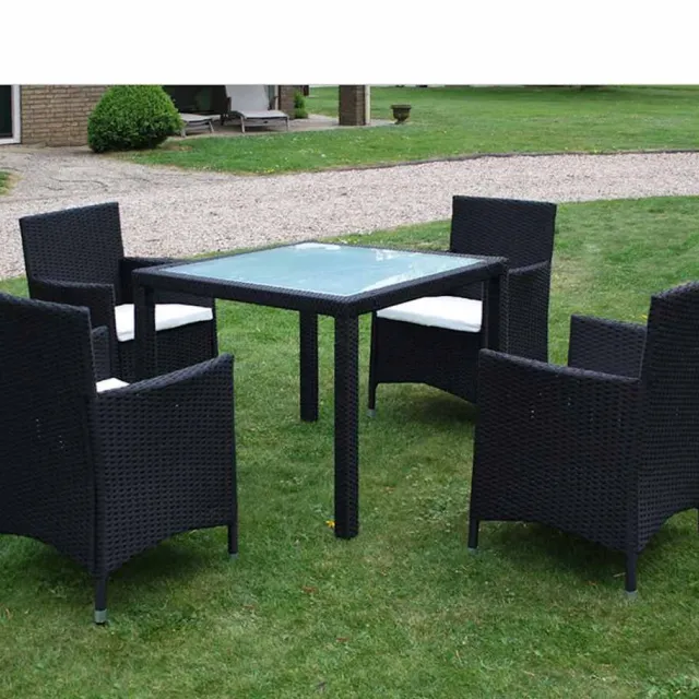 vidaXL 5-delige Tuinset met kussens poly rattan zwart, foto 2