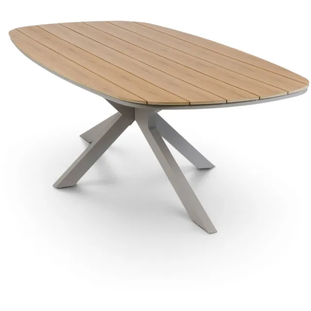 Normin Deens ovale tuintafel Cadiz 240 cm | 6 personen| Teaklook/Camel | Tecon Teak & aluminium Camel, Teaklook