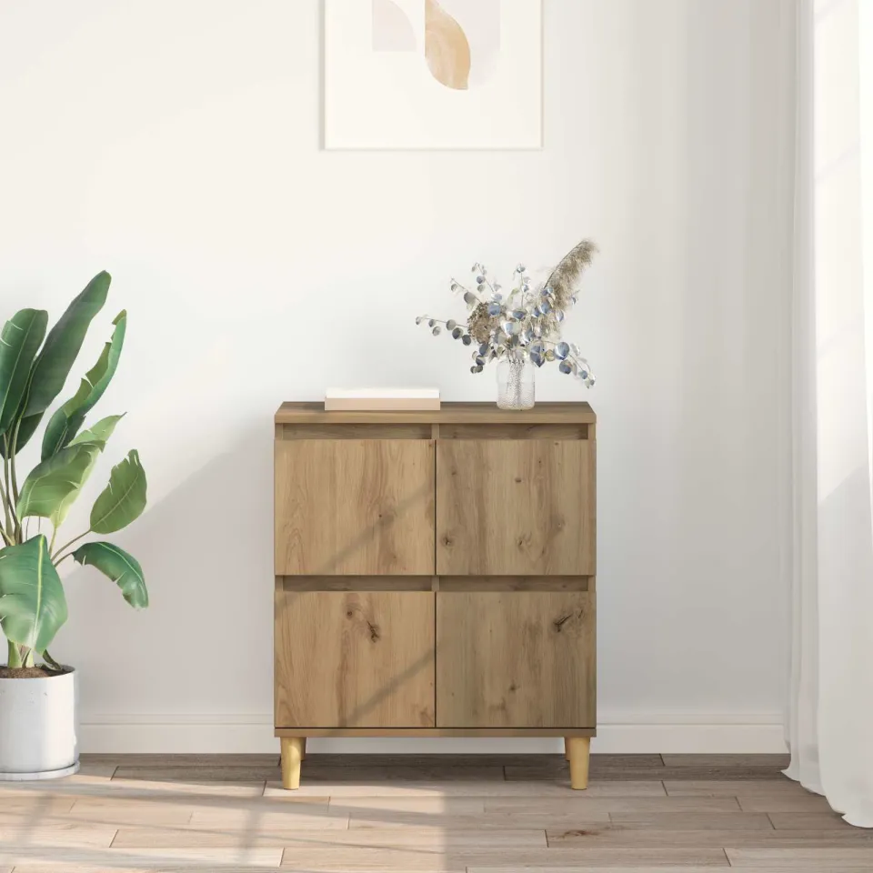 vidaXL Dressoir Artisan Eiken 60 x 35 x 70 cm Bewerkt hout, foto 3