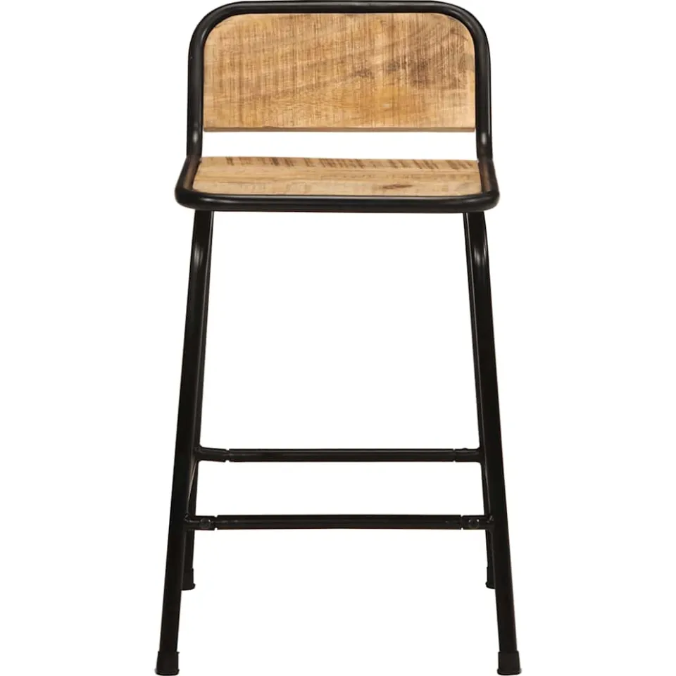vidaXL Barkrukken 2 st 46x35,5x70 cm massief hout ruw mangohout bruin, foto 2