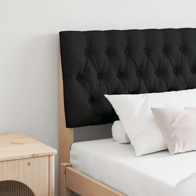 vidaXL Gestoffeerd hoofdbord Zwart 180 cm Massief grenenhout Bruin