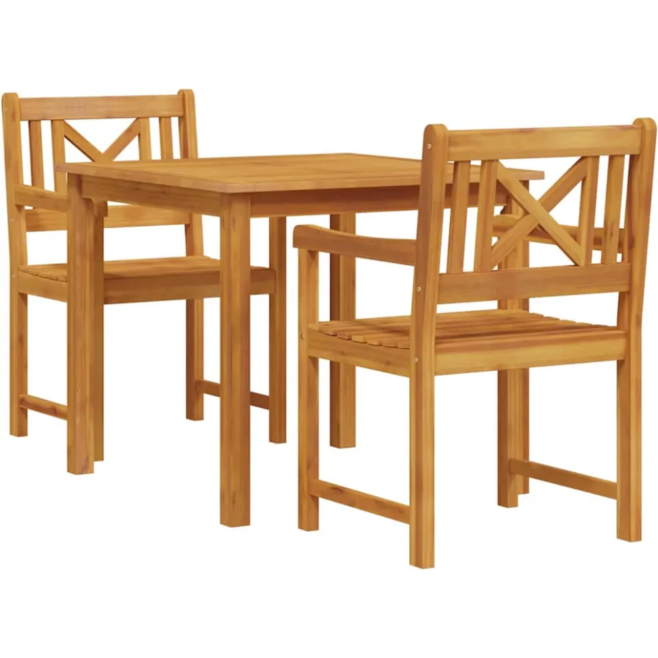 vidaXL Tuin eettafelset 3 st Bruin Massief acaciahout