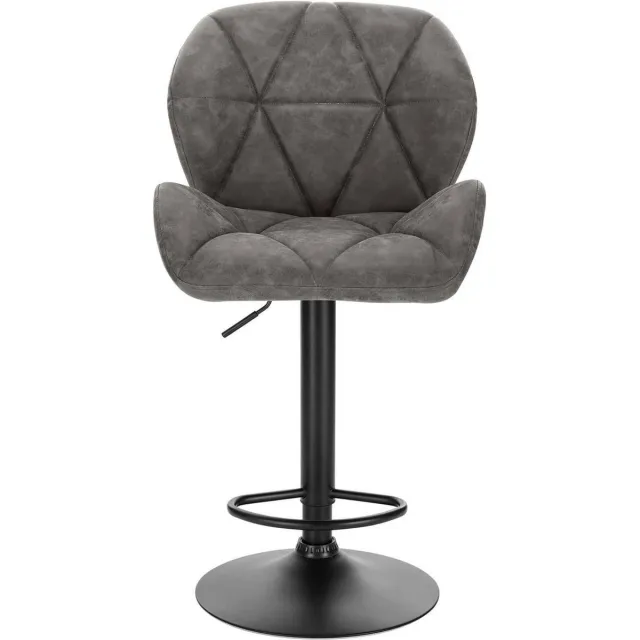 Dripio Barkruk Comfy Grijs - Met rugleuning - Stevig- Kunstleer - Set van 1 - Keuken - Barstoelen ergonomisch - Verstelbaar in hoogte - Zithoogte 60-82cm