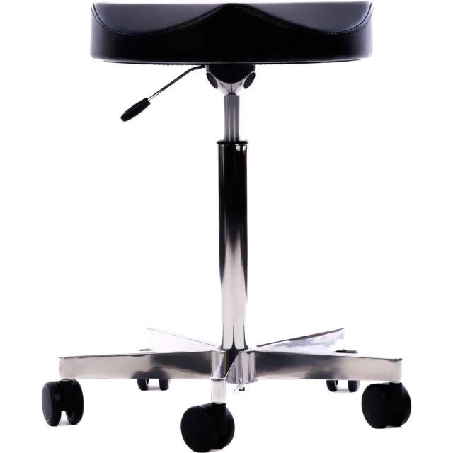 OKAPI® Fenix tabouret ZWART - LARGE gasveer - GROTE zitting - kapperskruk kappersfiets zadelkruk taboeret Zwart Large