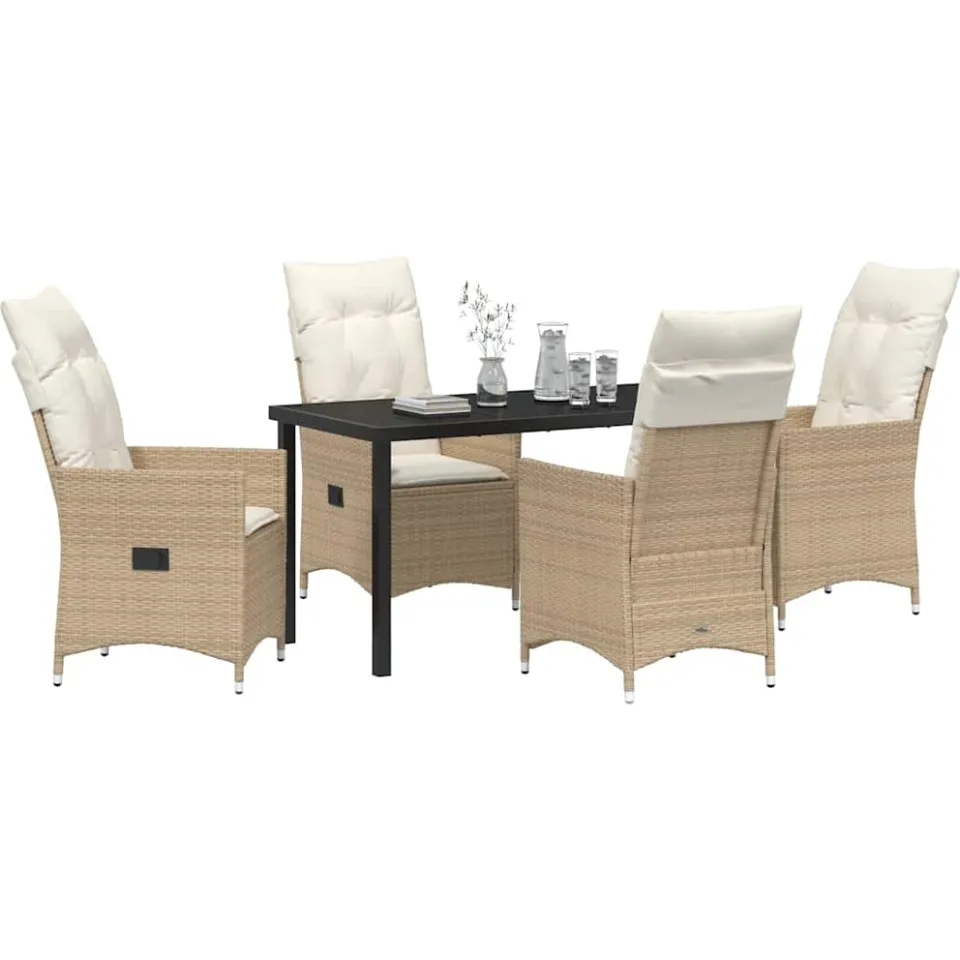 vidaXL Tuin eettafelset 5 st Beige poly rattan, foto 2