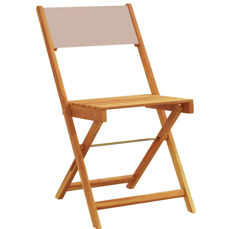vidaXL 3-delige Bistroset stof en massief hout taupe