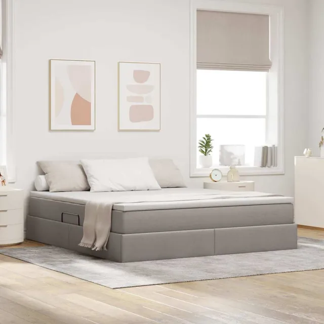 vidaXL Opslag bed met matras met opslag Taupe 180 x 200 cm Polyester