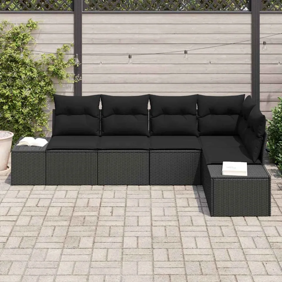 vidaXL Tuin Sofa Set 5 st Zwart poly rattan, foto 3