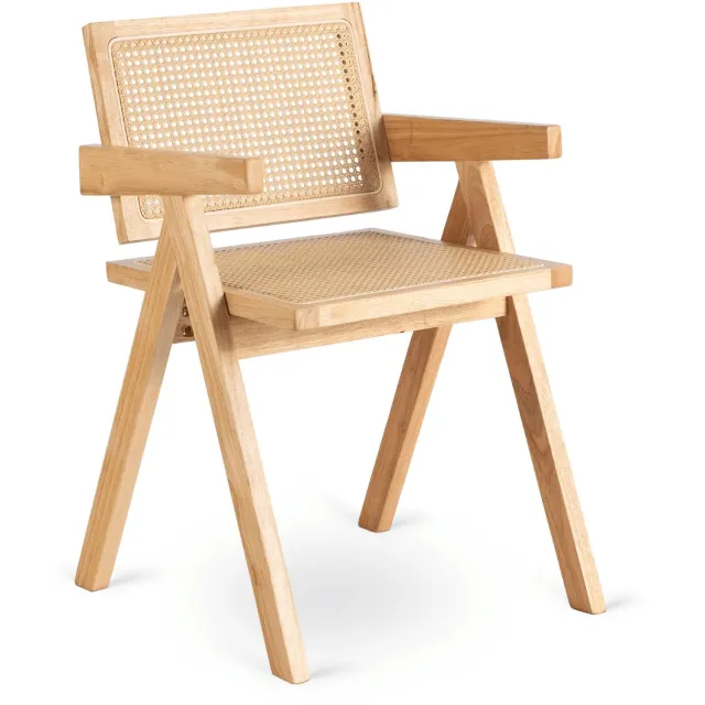 Mebel Elite Madera - Houten Eetkamerstoel - Eiken/Beige - Opengewerkt - Retro Eiken;Beige