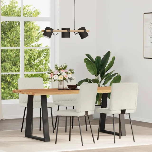 vidaXL Eetkamerstoelen 4 st fluweel crèmekleurig, foto 2