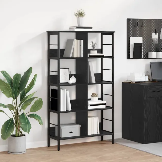 vidaXL Boekenkast 8-laags 82 x 32 x 144,5 cm Bewerkt hout Zwart Eiken, foto 2