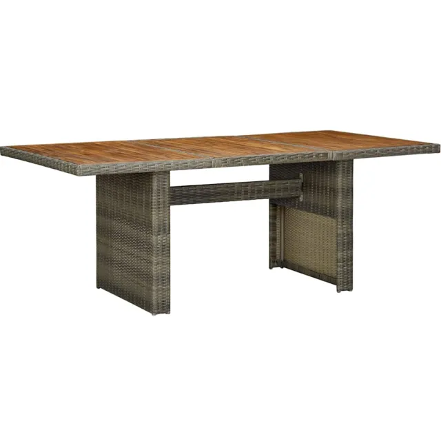 vidaXL Tuintafel poly rattan en massief acaciahout bruin