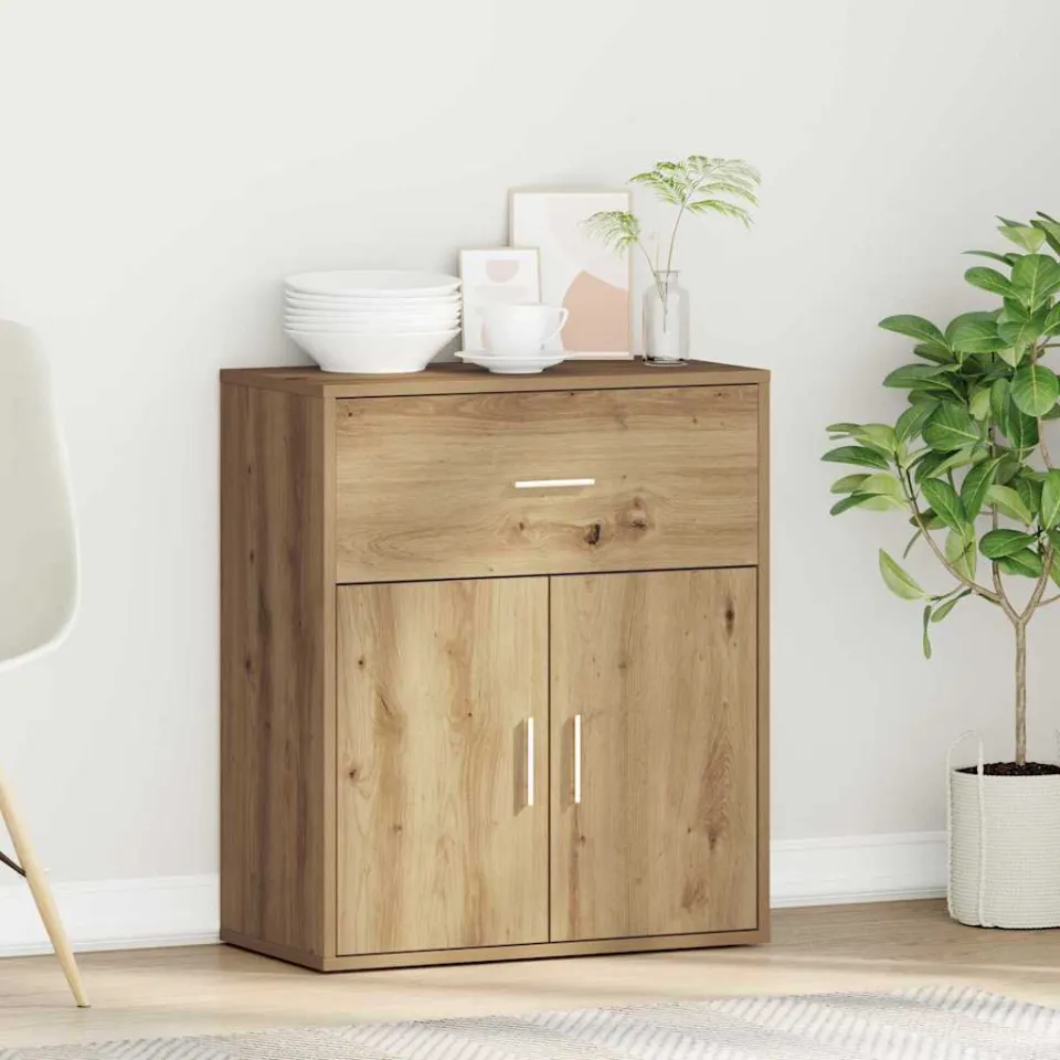 vidaXL Dressoir Artisan Eiken 60 x 31 x 70 cm Bewerkt hout, foto 4