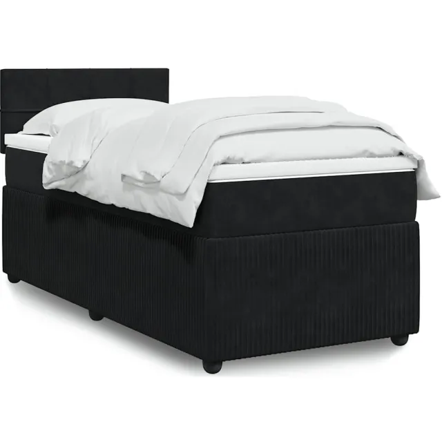 vidaXL Boxspring met matras fluweel zwart 100x200 cm