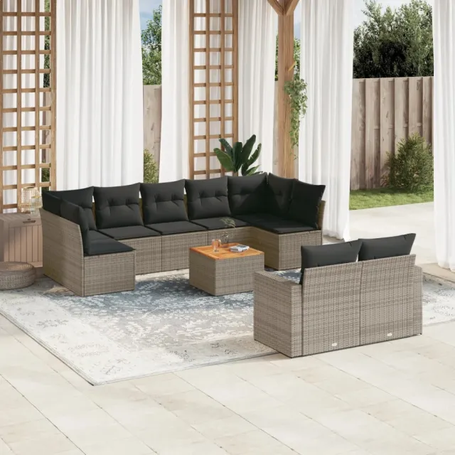vidaXL Patio Sofa Set 9-zits Grey and Dark Grey, foto 2
