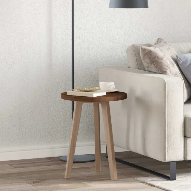 vidaXL Tafelblad Ø 40 x 2,5 cm Rond Massief Eikenhout Donkerbruin