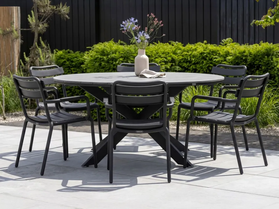 Forza Furniture Forza Vico/Fidenza ø149cm dining tuinset 7-delig stapelbaar, foto 4