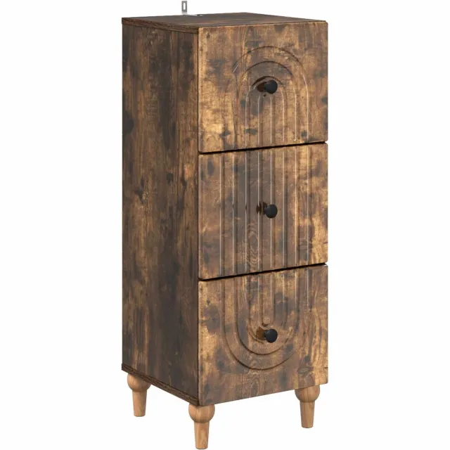 vidaXL Ladekast - 33 - x - 34,5 - x - 90 - cm - Bewerkt - hout - Gerookt - eiken Gerookt eiken