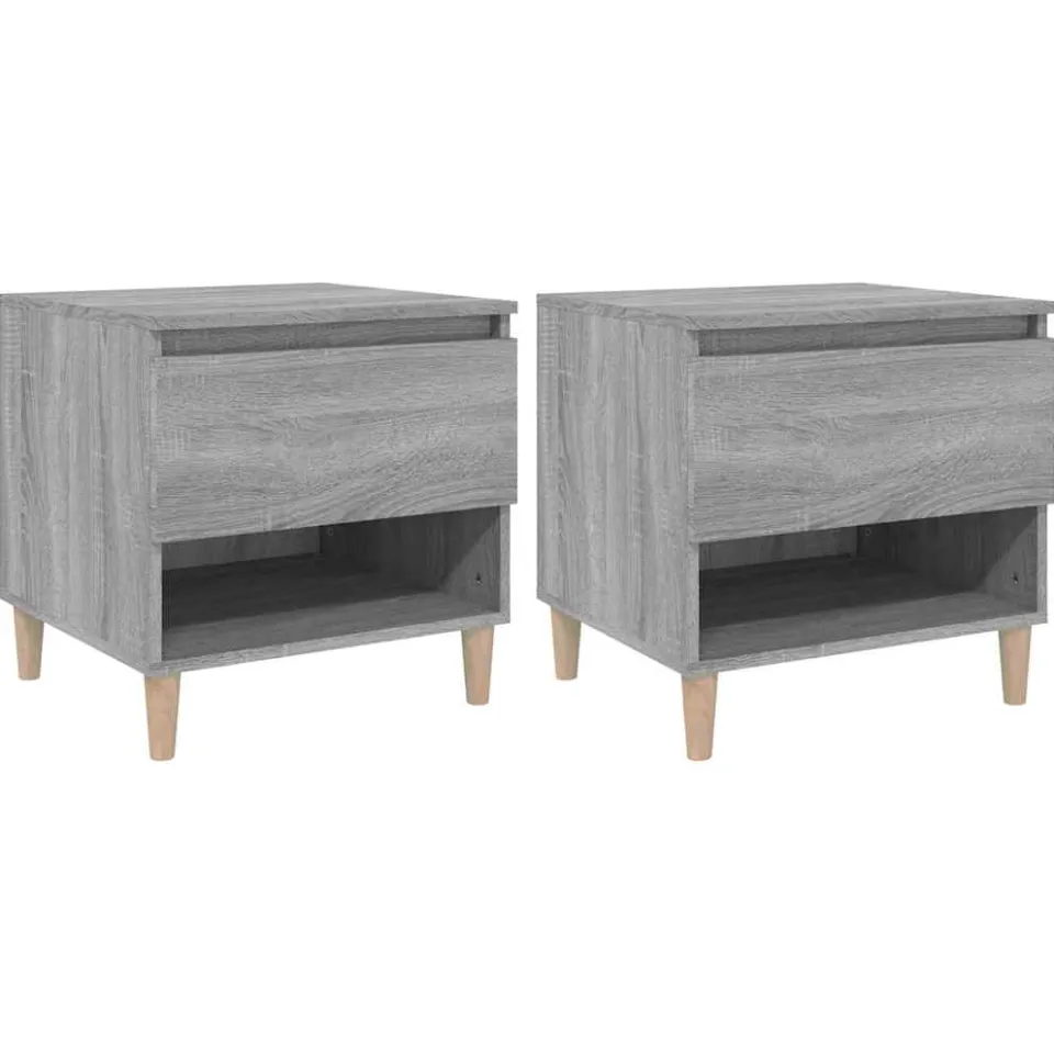 vidaXL Nachtkastjes 2 st 50x46x50 cm bewerkt hout grijs sonoma eiken