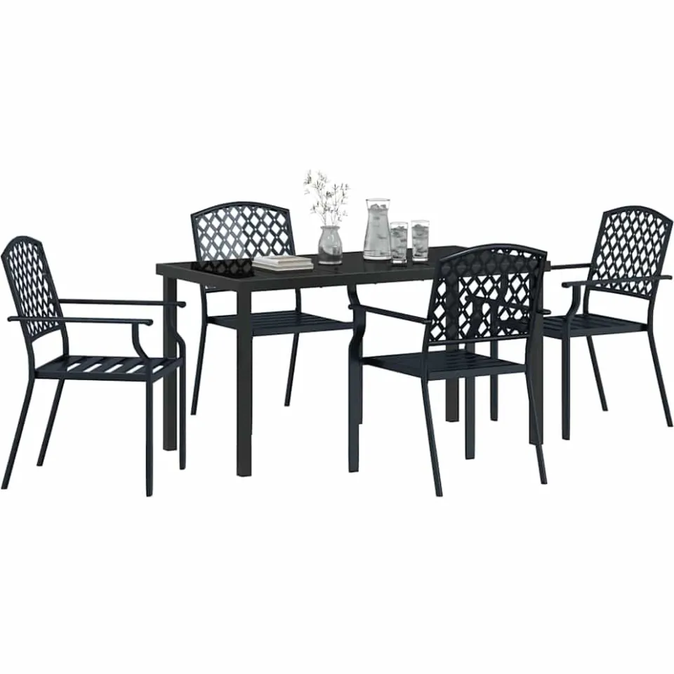 vidaXL Tuin eettafelset 5 st Antraciet Gepoedercoat staal Anthraciet
