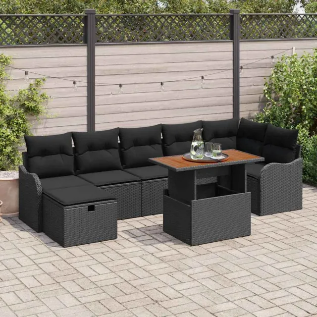 vidaXL Tuin Sofa Set 8 st Zwart Poly riet, foto 2