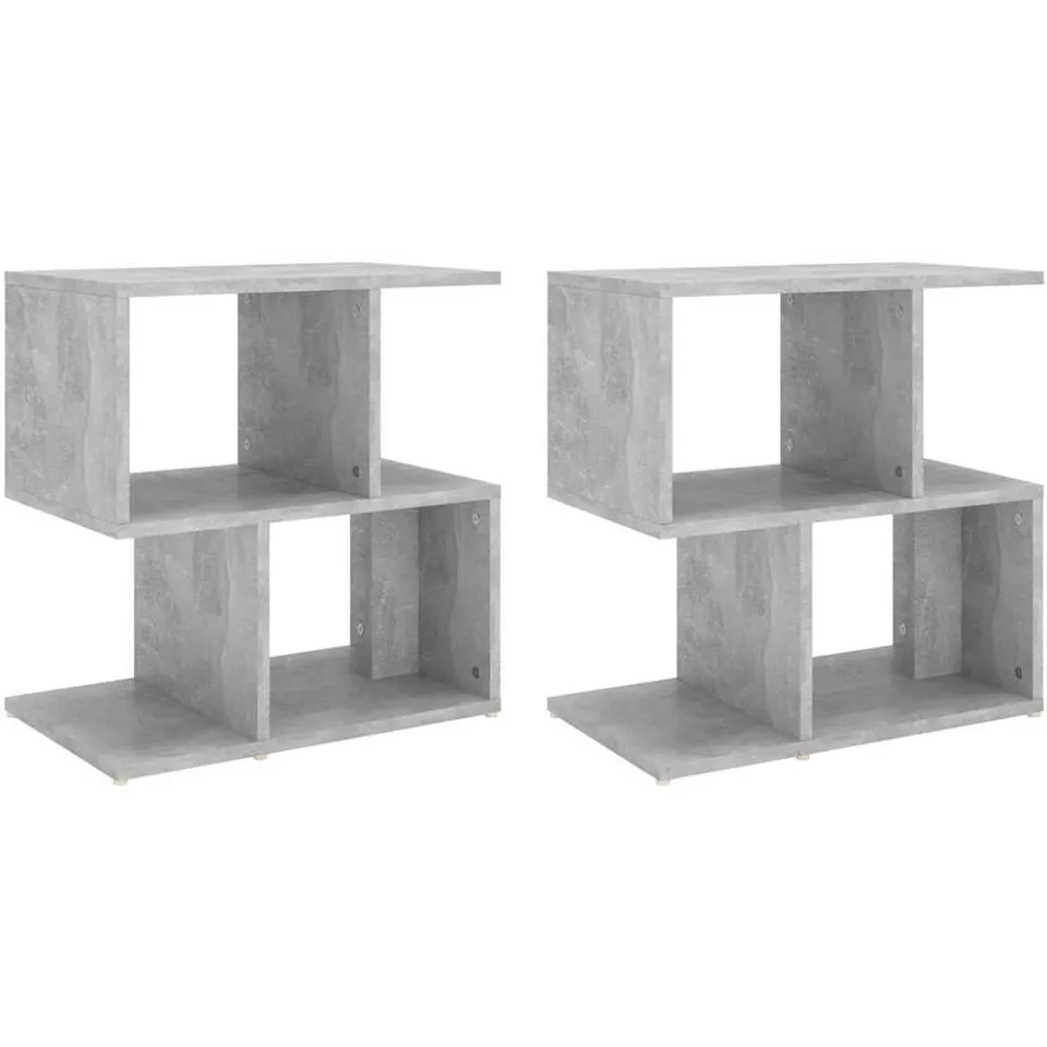vidaXL Nachtkastjes 2 st 50x30x51,5 cm bewerkt hout betongrijs grijs, foto 3