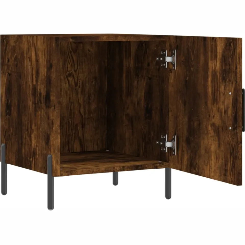 vidaXL Nachtkastje 40x40x50 cm bewerkt hout gerookt eikenkleurig Bruin