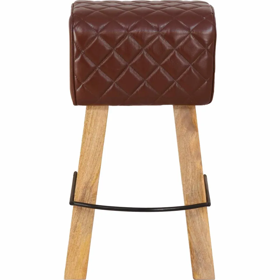 vidaXL Barkruk 2 st Bruine diamant 44 x 33 x 74 cm Echt Leer, foto 4