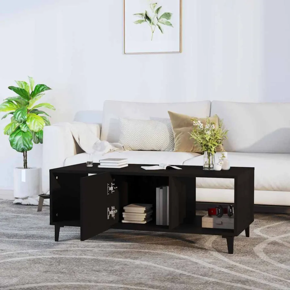 vidaXL Salontafel 102x50x40 cm bewerkt hout zwart, foto 3