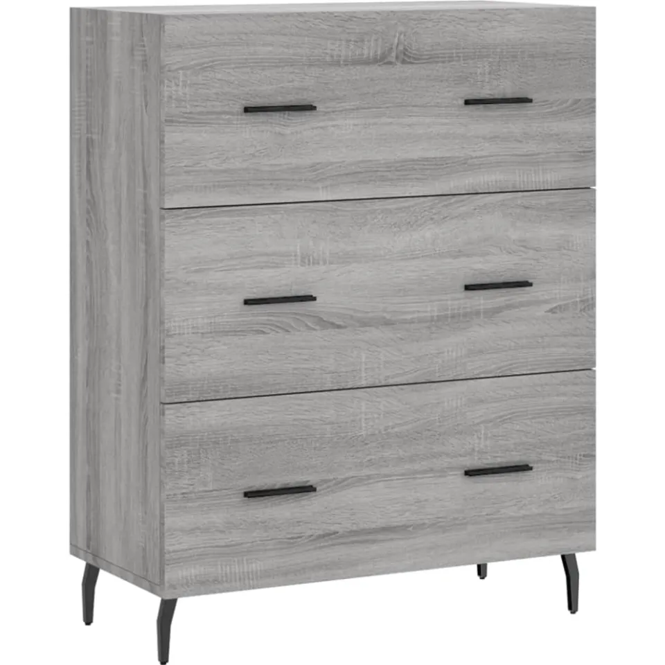 vidaXL Dressoir 69,5x34x90 cm bewerkt hout grijs sonoma eikenkleurig, foto 3