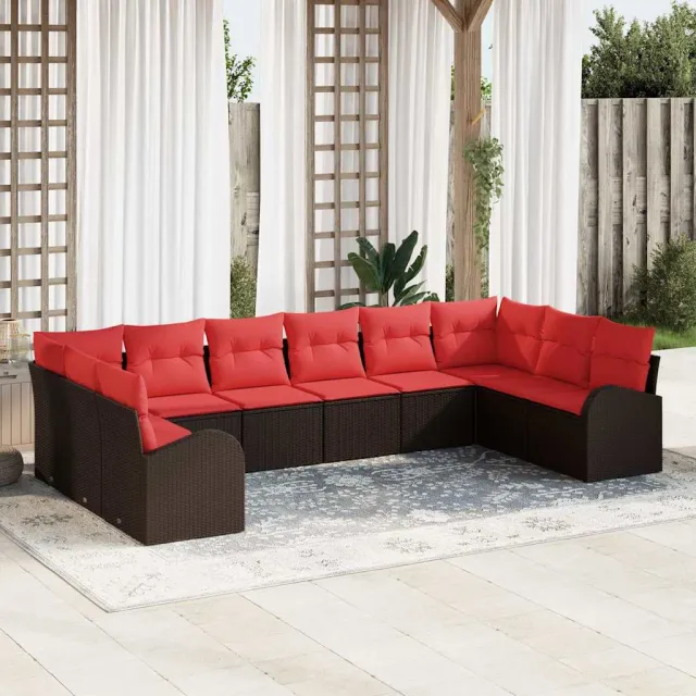 vidaXL Bankstel 10 st Bruin poly rattan, foto 2